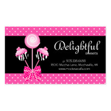 Cake Pops Business Card Bakery Zebra Retro Pink