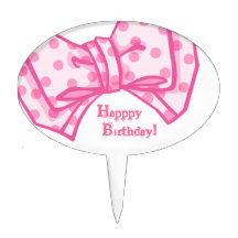 Cake topper.  Happy Birthday bow