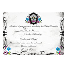 Calaveras Sugar Skull & Flourishes Reception Card Invitation