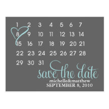 Calendar Wedding Announcement Postcards {blue}