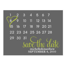 Calendar Wedding Announcement Postcards {green}
