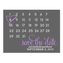 Calendar Wedding Announcement Postcards {purple}