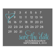 Calendar Wedding Announcement Postcards {teal}