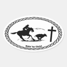 Calf Roping Cross Euro Style Sticker