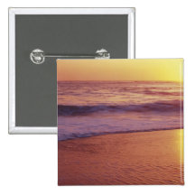 California, near Santa Cruz, View of beach at Pinback Buttons
