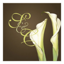 Calla lilies on coffee wedding Invitations