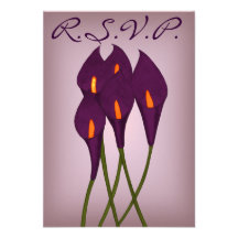 Calla Lilies (Purple) R.S.V.P Card Personalised Invite