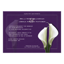 Calla Lilies Wedding Invitation on Purple