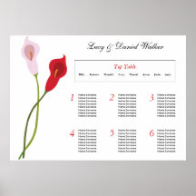 Calla Lily Wedding Seating Table Plan Posters