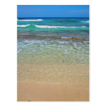 Calm beach waters post card