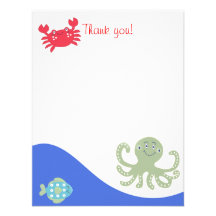 CALYPSO Under the Sea Octopus Flat Thank You Custom Invitations