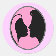 Cameo Kiss Silhouette Round Stickers