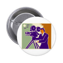 Cameraman Film Crew Vintage Video Movie Camera Pin