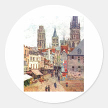 Camille Pissarro - 1898 Grocery Rue Rouen Oil Round Sticker
