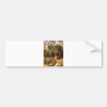 Camille Pissarro - Garden 1877 bench shade tree Bumper Sticker