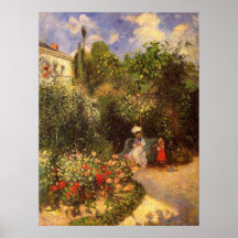 Camille Pissarro - Garden 1877 bench shade tree Posters
