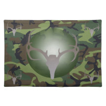 Camo and Silver Deer Skull & Antlers Placemat