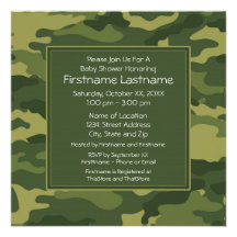 Camo Baby Shower or Party Personalised Announcement