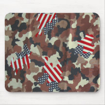 Camo Brown United States American Flag ~ Mouse Pad