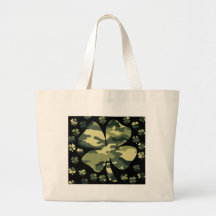 camouflage irish four leaf clover tote bag