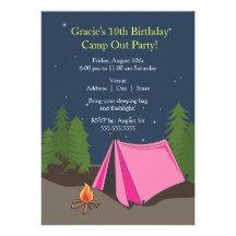 Camping Birthday Party | Girl Personalised Invitation