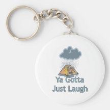 Camping in the Rain Keychain