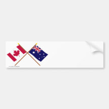 Canada and Australia Crossed Flags Bumper Stickers