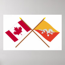 Canada and Bhutan Crossed Flags Print