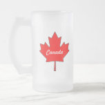 Canada with Leaf Frosted Glass Mug