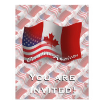 Canadian-American Waving Flag Personalized Announcements