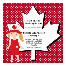 Canadian birthday girl invitation