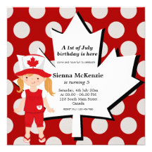 Canadian birthday girl personalized invites