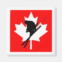 Canadian flag downhill skiing magnet