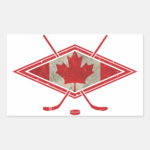 Canadian Hockey Flag Logo Rectangular Sticker