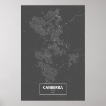 Canberra, Australia (white on black) Print