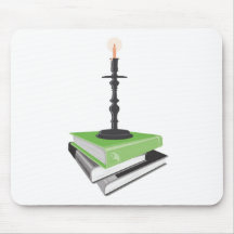 Candlestick holder on books mousepads
