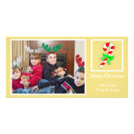 Candy Cane Christmas Photo Card (Gold) photo cards