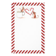Candy Cane Mice Customized Stationery