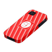 Candy Cane, Red and White Striped Monogram Design Vibe iPhone 4 Case
