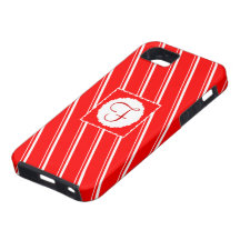 Candy Cane, Red and White Striped Monogram Design iPhone 5 Covers