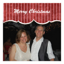 Candy Cane Stripe n Reindeer, Photo Christmas Card Custom Invite