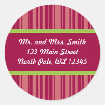 Candy Cane Stripes Address Label - Revised Round Stickers
