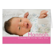 Candy Colours Pink Geburtskarte - Baby Announcemen Cards