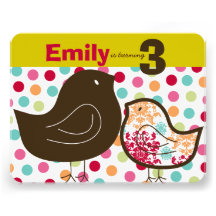 Candy Damask Chicks Kids Birthday Party Invitation