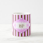 Candy stripe vintage monogram mugs