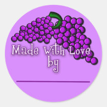 Canning Labels for Grape Jam, Jelly or Preserves Round Stickers