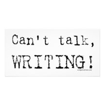 Can't talk, writing! photo greeting card
