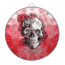Can't tie me down nautical skull in red and white. dartboards