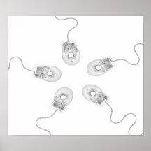 Canvas Print B&W X-Ray Computer Mice Negative