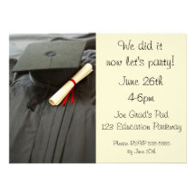 Cap, Gown, Diploma Graduation Party Invitations